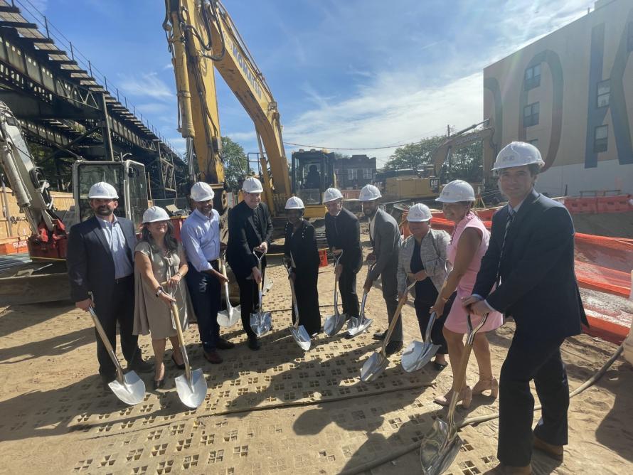 city and partner with shovels at groundbreaking for Gail P. Duke Senior Residence