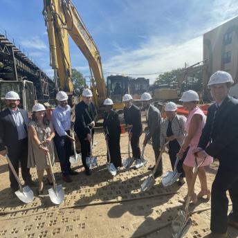 city and partner with shovels at groundbreaking for Gail P. Duke Senior Residence